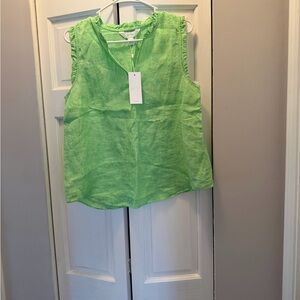 NWT LILLY PULITZER KAVALLA SLEEVELESS RUFFLE TOP SIZE M CROCODILE GREEN X RESORT